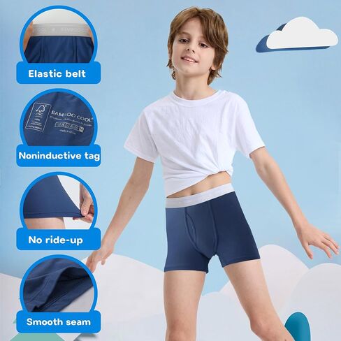 BAMBOO COOL Boys’ Boxer Briefs Underewar for Boy Multicolor Week Theme 7 Pack with Fly Soft and Breathable in Saudi Arabia