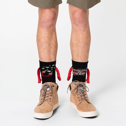 Valentine's Day Holding Hands Socks - 2 Pairs Funny Magnetic Hand in Hand Couple Socks Black Hold Hands Friendship Magnet Socks for Kids Adult Women Girls Men Valentine’s Day Exchange Gifts in Kuwait