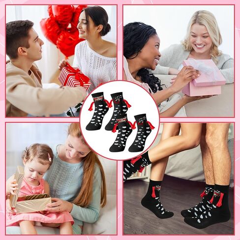 Valentine's Day Holding Hands Socks - 2 Pairs Funny Magnetic Hand in Hand Couple Socks Black Hold Hands Friendship Magnet Socks for Kids Adult Women Girls Men Valentine’s Day Exchange Gifts in Kuwait