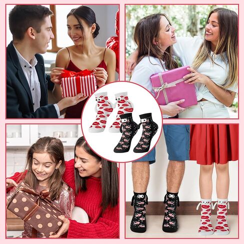 Valentine's Day Holding Hands Socks - 2 Pairs Funny Magnetic Hand in Hand Couple Socks Black White Hold Hands Friendship Magnet Socks for Kids Adult Women Men Valentine’s Day Exchange Gifts in Kuwait