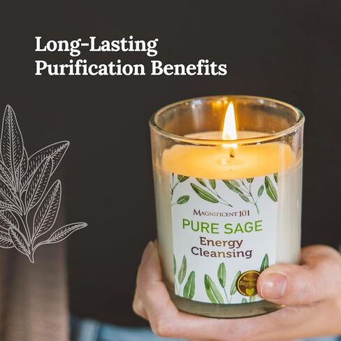 Magnificent 101 Set of 3 Long Lasting Pure Sage Smudge Candles | 42 Hour Burn - 3.5 Oz Each | Made of Soy Wax Candle for House Energy Cleansing, Meditation & Manifestation in Kuwait
