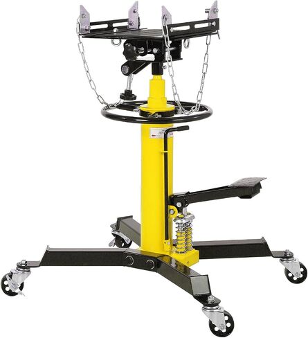 Hydraulic Transmission Jack - 1322lbs Capacity, 33.5"-72.8" High Lift, Dual Plunger 2-Stage Telescoping, Non-Slip Pad, Foot Pedal & 360° Swivel Wheels，Yellow in Saudi Arabia