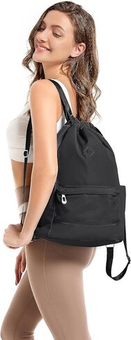 Drawstring Backpack with Wet Pocket Gym Backpack Water-Resistant Cinch String Bag Beach Swim for Women Men（Pink） in Saudi Arabia