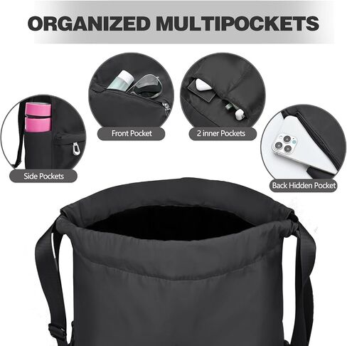 Drawstring Backpack with Wet Pocket Gym Backpack Water-Resistant Cinch String Bag Beach Swim for Women Men（Pink） in Saudi Arabia