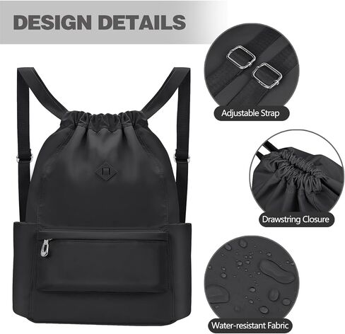 Drawstring Backpack with Wet Pocket Gym Backpack Water-Resistant Cinch String Bag Beach Swim for Women Men（Pink） in Saudi Arabia