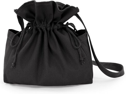 FURPHI Medieval Drawstring Bag Canvas Shoulder Bag with Side Pakets Waist Pouch Costume Accessories for Festival LARP (Black) in Kuwait