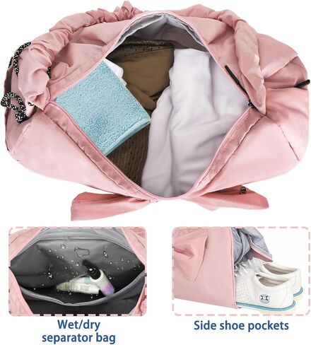 Gym Bag for Women-Yoga Mat Bag,Women Gifts Travel Duffle Bag with Shoe Compartment Waterproof Foldable Bags for Plane,Weekender Overnight Bag with Wet Pocket for Yoga,Pilates,Luggage,Swimming in Kuwait