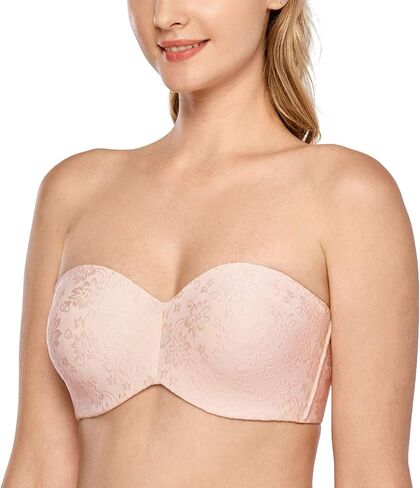 DELIMIRA Women's Strapless Jacquard Minimizer Bra Plus Size Underwire Non-Padded in Saudi Arabia