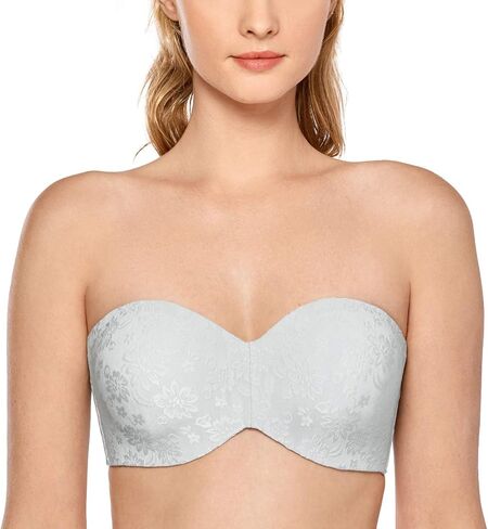 DELIMIRA Women's Strapless Jacquard Minimizer Bra Plus Size Underwire Non-Padded in Saudi Arabia