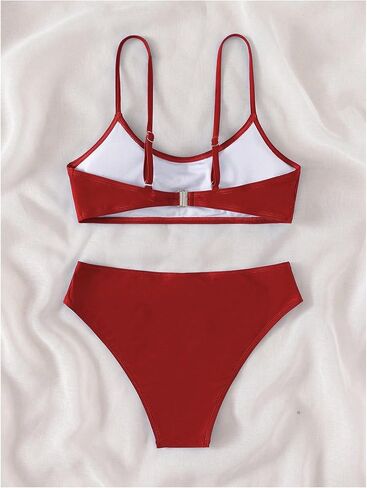 SHENHE Girl's 2 Piece High Waisted Spaghetti Strap Cute Swimsuit Bathing Suit Solid Bikini Sets in Saudi Arabia