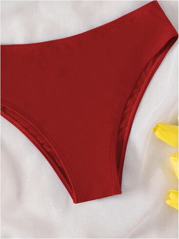 SHENHE Girl's 2 Piece High Waisted Spaghetti Strap Cute Swimsuit Bathing Suit Solid Bikini Sets in Saudi Arabia