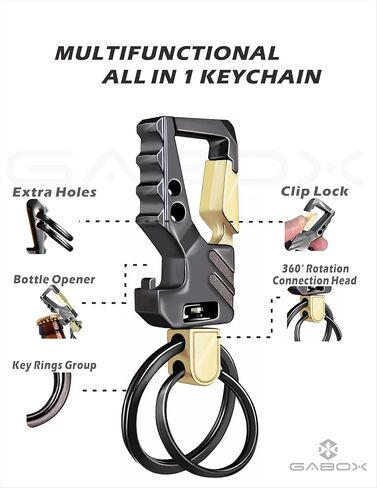 GABOX Keychain EDC Key Ring Key Chain Bottle Opener Auto Car Key Holder Tactical Carabiner Keychains with Clip for Men Women in Saudi Arabia