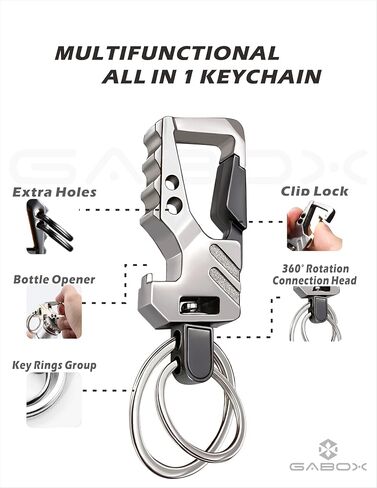 GABOX Keychain EDC Key Ring Key Chain Bottle Opener Auto Car Key Holder Tactical Carabiner Keychains with Clip for Men Women in Saudi Arabia