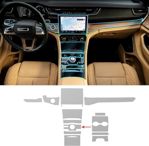 for Jeep Grand Cherokee 2021-2024 PPF Precut 8.5Mil Car Paint Protective Film TPU HD Film Scratch Protector Interior Accessories (Central Control One Button) in Saudi Arabia