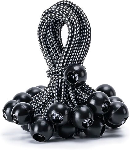 30 Pack Ball Bungee Cord, 6 Inch Heavy Duty Bungie Cord Balls Canopy Tarp Tie Down Bungee Balls for Camping, Tents, Cargo,Holding Wire and Hoses, Patio Umbrellas, Awning (Black) in Saudi Arabia