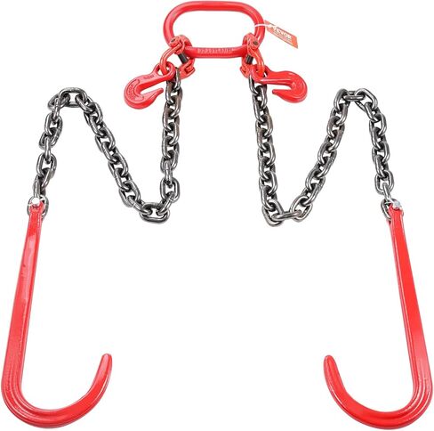 VEVOR G80 V Bridle Chain, 3/8" x 3' Towing Chain Bridle with 15" J Hooks and Grab Hooks, Heavy Duty Transport Tow Chain Bridle with 7800 lbs Safe Working Load for Flatbed Trailer Wrecker Recovery in Saudi Arabia