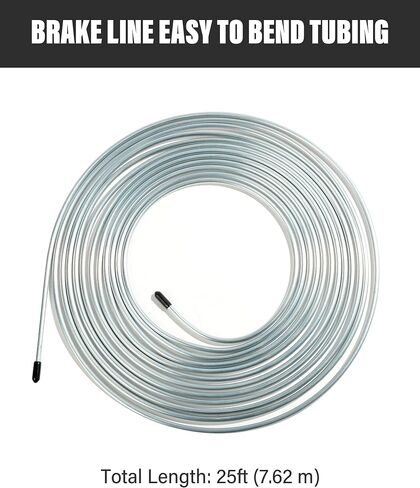 YAKEFLY 25 Ft. 3/16 Copper Nickel Brake Line,Rustproof Brake Line Tubing Kit,Flexible Copper Coated Brake Line Tubing Coil with 16 Inverted Flare Fittings for Hydraulic Fuel Transmission (Gold) in Saudi Arabia
