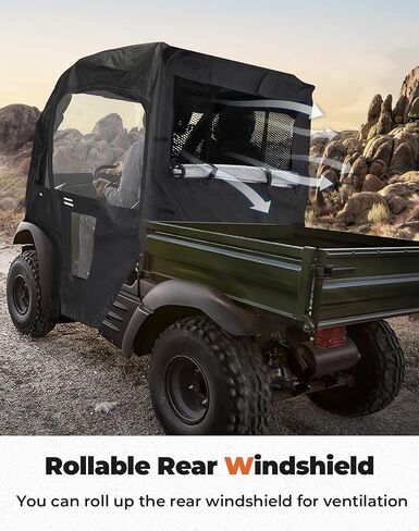 KEMIMOTO PVC UTV Cab Enclosure Compatible with Kawasaki Mule 600 610 4x4 XC SE CAMO 2005-2016 Roll Up/Down Windshield Soft Cab Canopy Cover Fit Side Mirrors Heavy Duty Cabin Enclosure Kit in Saudi Arabia