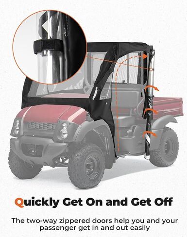 KEMIMOTO PVC UTV Cab Enclosure Compatible with Kawasaki Mule 600 610 4x4 XC SE CAMO 2005-2016 Roll Up/Down Windshield Soft Cab Canopy Cover Fit Side Mirrors Heavy Duty Cabin Enclosure Kit in Saudi Arabia