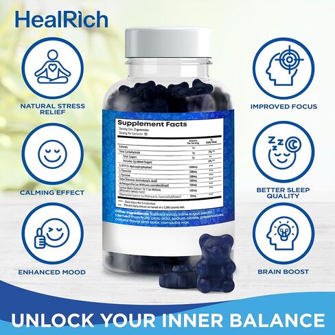 علكات تخفيف التوتر - 1500 مجم 5HTP مع L-Theanine Gaba وL-Tyrosine - مكمل عشبي أشواغاندا يدعم اليقظة الفكرية، مكملات نباتية لتعزيز مزاج الدماغ للأطفال والكبار، صُنعت في الولايات المتحدة الأمريكية in Saudi Arabia