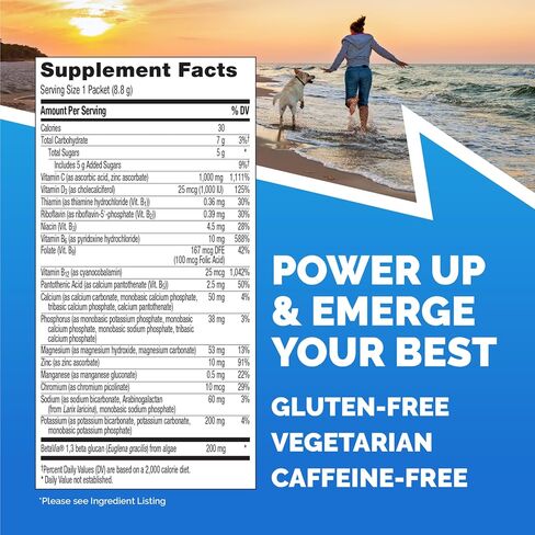 Emergen-C Immune+ Triple Action Immune Support Powder, BetaVia (R), 1000mg Vitamin C, B Vitamins, Vitamin D and Antioxidants, Raspberry – 30 Count in Kuwait