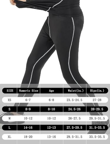 HOPLYNN Youth Boys 2 Set Thermal Underwear Compression Leggings and Shirts Long Johns, Kids Fleece Warm Lined Base Layer in Saudi Arabia