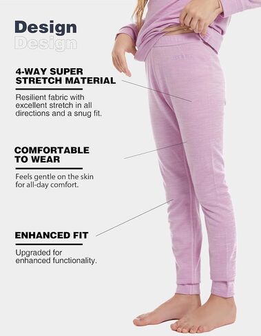 Kids Unisex 100% Merino Wool Base Layer Pants Lightweight Thermal Underwear Bottom in Kuwait