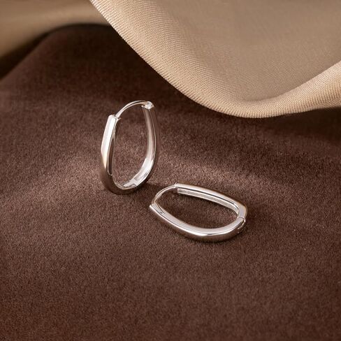 Reffeer 925 فضة البيضاوي هوب أقراط للنساء المراهقين الدمعة هوب أقراط الحد الأدنى Huggie هوب أقراط in Saudi Arabia