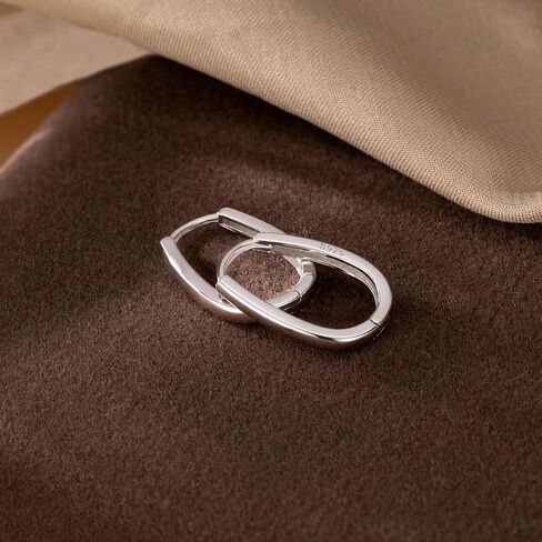 Reffeer 925 فضة البيضاوي هوب أقراط للنساء المراهقين الدمعة هوب أقراط الحد الأدنى Huggie هوب أقراط in Saudi Arabia