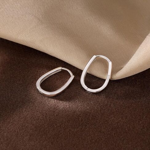 Reffeer 925 فضة البيضاوي هوب أقراط للنساء المراهقين الدمعة هوب أقراط الحد الأدنى Huggie هوب أقراط in Saudi Arabia