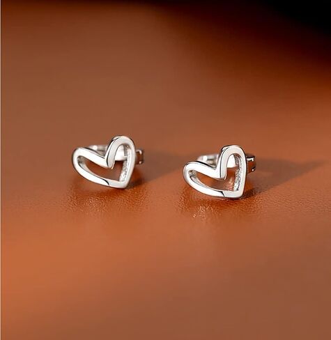 Reffeer Solid 925 Sterling Silver Love Heart Hoop Earrings for Women Teens Heart Hoop Earrings Love Huggie in Kuwait
