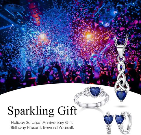 Bestyle Sterling Silver Celtic Earrings with Birthstone for Women, Hoop/Cross/Heart/Trinity Knot Celtic Birthstone Earrings for Women, Great Birthday Gift in Kuwait