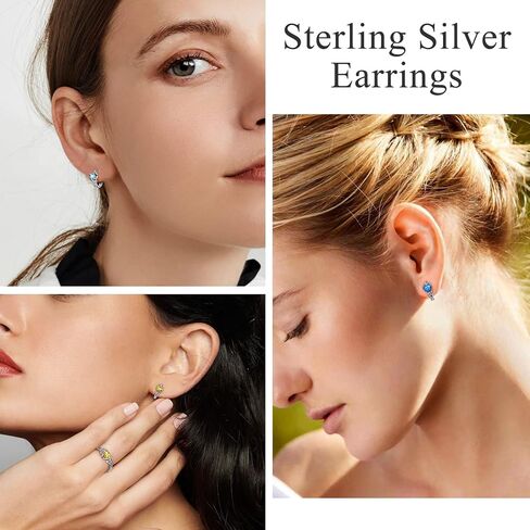 Bestyle Sterling Silver Celtic Earrings with Birthstone for Women, Hoop/Cross/Heart/Trinity Knot Celtic Birthstone Earrings for Women, Great Birthday Gift in Kuwait