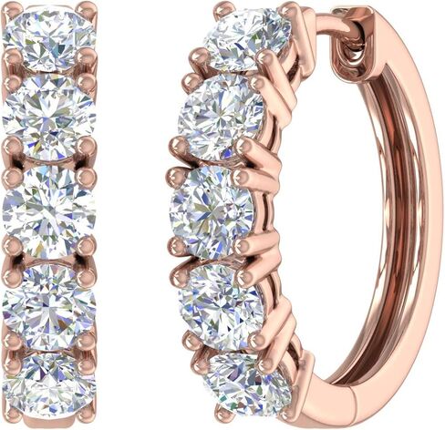 أقراط دائرية من الألماس عيار 2 إلى 3 1/10 قيراط من الذهب عيار 14 قيراط - معتمدة من IGI in Kuwait