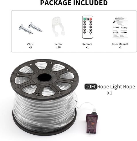 LED Rope Lights for Outside, 10Ft 360°Blue Solar Rope Lights Outdoor Waterproof, 43 LEDs 110V 8 Modes Remote Control Timer Christmas Rope Lights for Party Holiday Garden Decoration (Blue) in Saudi Arabia