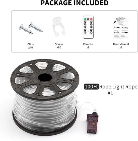 LED Rope Lights for Outside, 10Ft 360°Blue Solar Rope Lights Outdoor Waterproof, 43 LEDs 110V 8 Modes Remote Control Timer Christmas Rope Lights for Party Holiday Garden Decoration (Blue) in Saudi Arabia