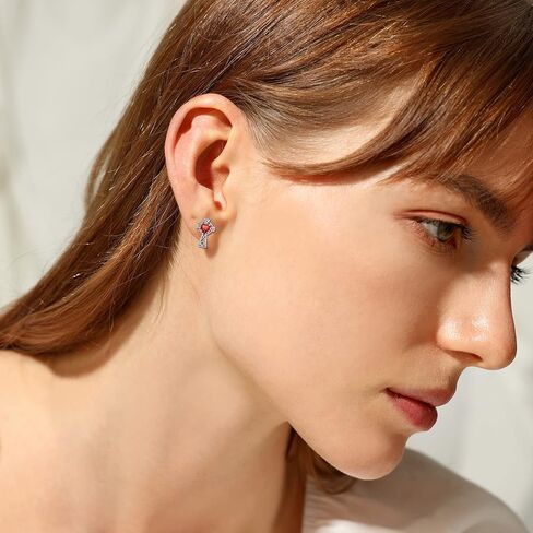 Bestyle Sterling Silver Celtic Earrings with Birthstone for Women, Hoop/Cross/Heart/Trinity Knot Celtic Birthstone Earrings for Women, Great Birthday Gift in Kuwait