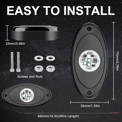 YONEDA Rock Lights for Trucks(4 Pods White) in Saudi Arabia