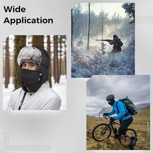 Homaisson Winter Hats with Mask Trapper Trooper Hat with Ear Flaps Russian Bomber Ushanka Hats Men Women Waterproof Windproof in Saudi Arabia