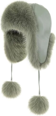 Winter Trapper Hat for Women Warm Faux Fur and Leather Windproof Full Hood Earflap Beanies in Kuwait