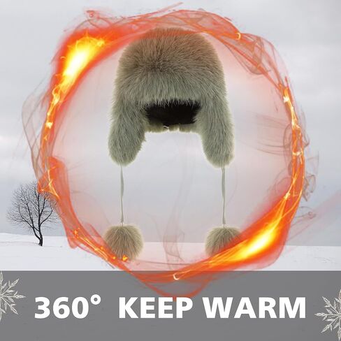 Winter Trapper Hat for Women Warm Faux Fur and Leather Windproof Full Hood Earflap Beanies in Kuwait