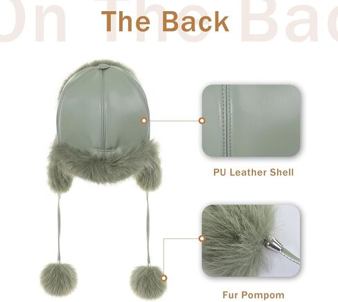 Winter Trapper Hat for Women Warm Faux Fur and Leather Windproof Full Hood Earflap Beanies in Kuwait