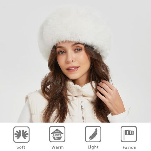 Winter Trapper Hat for Women Warm Faux Fur and Leather Windproof Full Hood Earflap Beanies in Kuwait
