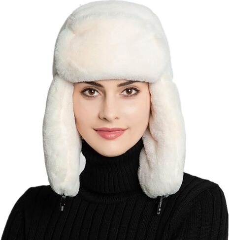 Winter Ushanka Russian Trapper Hats with Ear Flaps,Warm Full Hood Earflap Hat for Men and Women Windproof Fluffy Hats in Kuwait