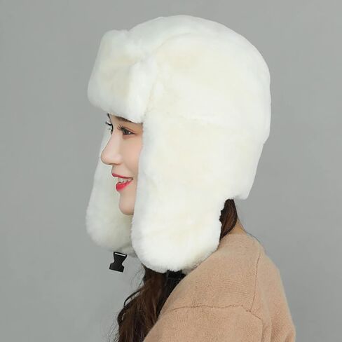 Winter Ushanka Russian Trapper Hats with Ear Flaps,Warm Full Hood Earflap Hat for Men and Women Windproof Fluffy Hats in Kuwait