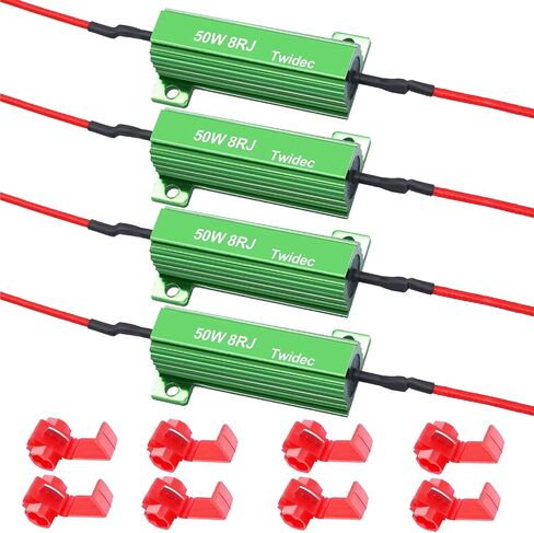 Twidec/4 قطعة 50 واط 8Ohm LED تحميل المقاومات لإصلاح LED فرط فلاش بدوره مصباح إشارة لمبة وميض سريع رمز الخطأ تحذير Cancellor RX24-50W8-4X in Saudi Arabia