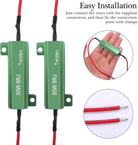 Twidec/4 قطعة 50 واط 8Ohm LED تحميل المقاومات لإصلاح LED فرط فلاش بدوره مصباح إشارة لمبة وميض سريع رمز الخطأ تحذير Cancellor RX24-50W8-4X in Saudi Arabia