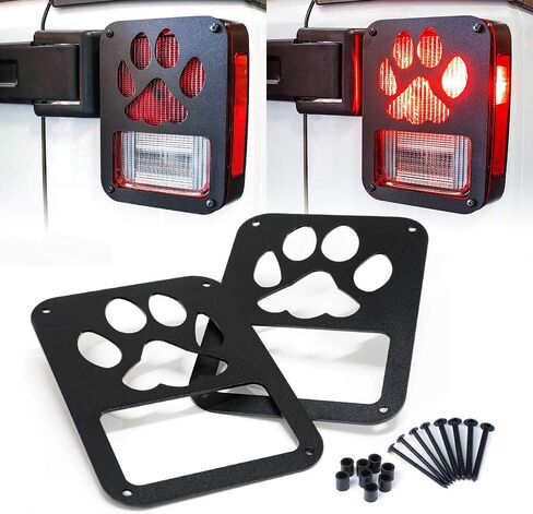 Xprite Aluminum AlloyTail Light Cover Guard Dog Paw Compatible with 2007-2018 Jeep Wrangler JK Unlimited Taillights- Pair in Kuwait