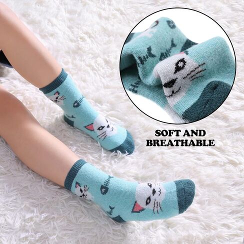 FNOVCO Kids Merino Wool Hiking Socks Toddlers Boys Girls Cozy Thermal Winter Thick Warm Crew Socks 6 Pairs in Kuwait