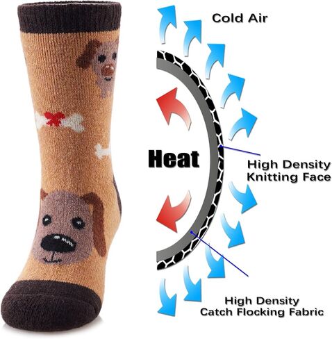 FNOVCO Kids Merino Wool Hiking Socks Toddlers Boys Girls Cozy Thermal Winter Thick Warm Crew Socks 6 Pairs in Kuwait